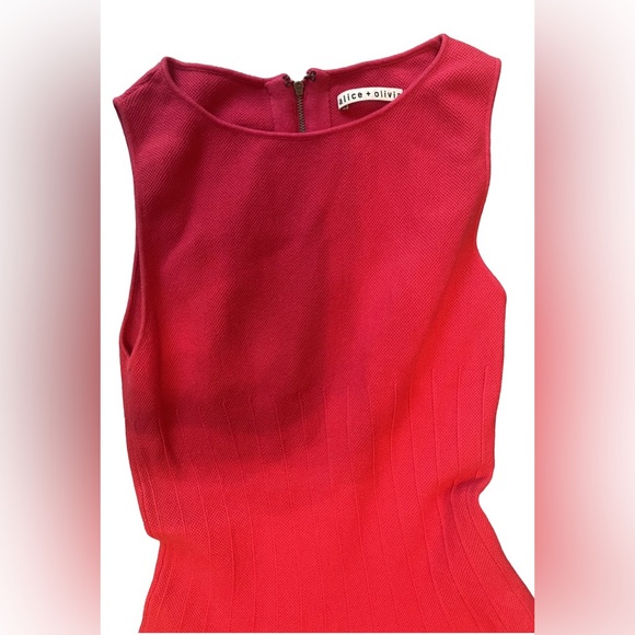 Alice & Olivia Paulie Sleeveless Scalloped Hem Fit & Flare Knit Mini Dress Pink - Picture 8 of 10